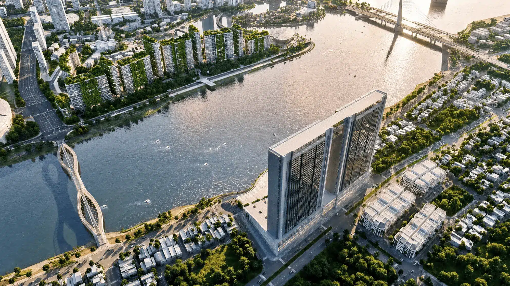 Tọa lạc bên bờ Sông Hàn, ngay chân Cầu Rồng. Dự án Sun Galaxy Complex mang đến không gian sống đẳng cấp cho cư dân.