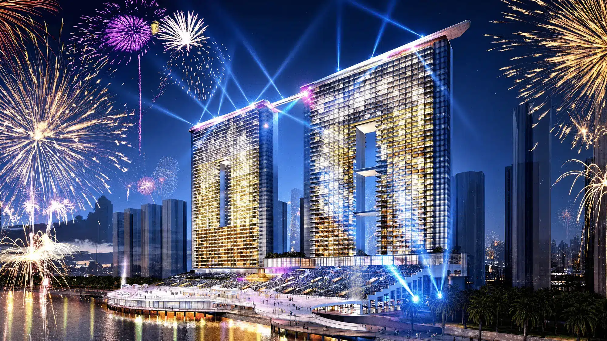 Sun Galaxy Complex rực rỡ trong đêm hội pháo hoa DIFF, sở hữu tầm nhìn trực diện và khán đài 20.000 chỗ ngồi bên sông Hàn